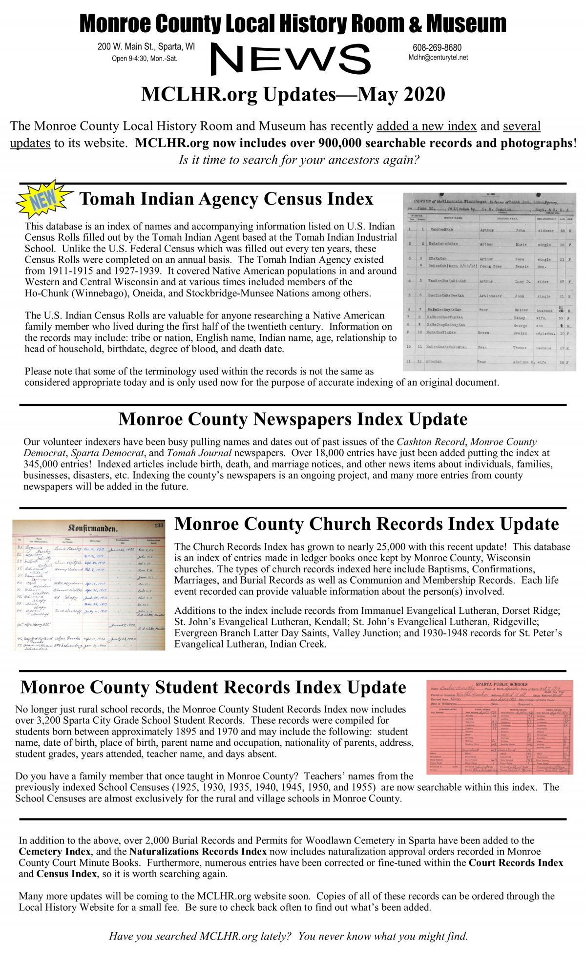 MCLHR.org surpasses 900,000 index entries with latest update!