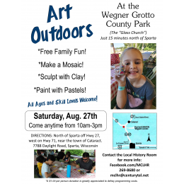 "Art Outdoors" Event At Wegner Grotto, Sat. Aug 27 10-3