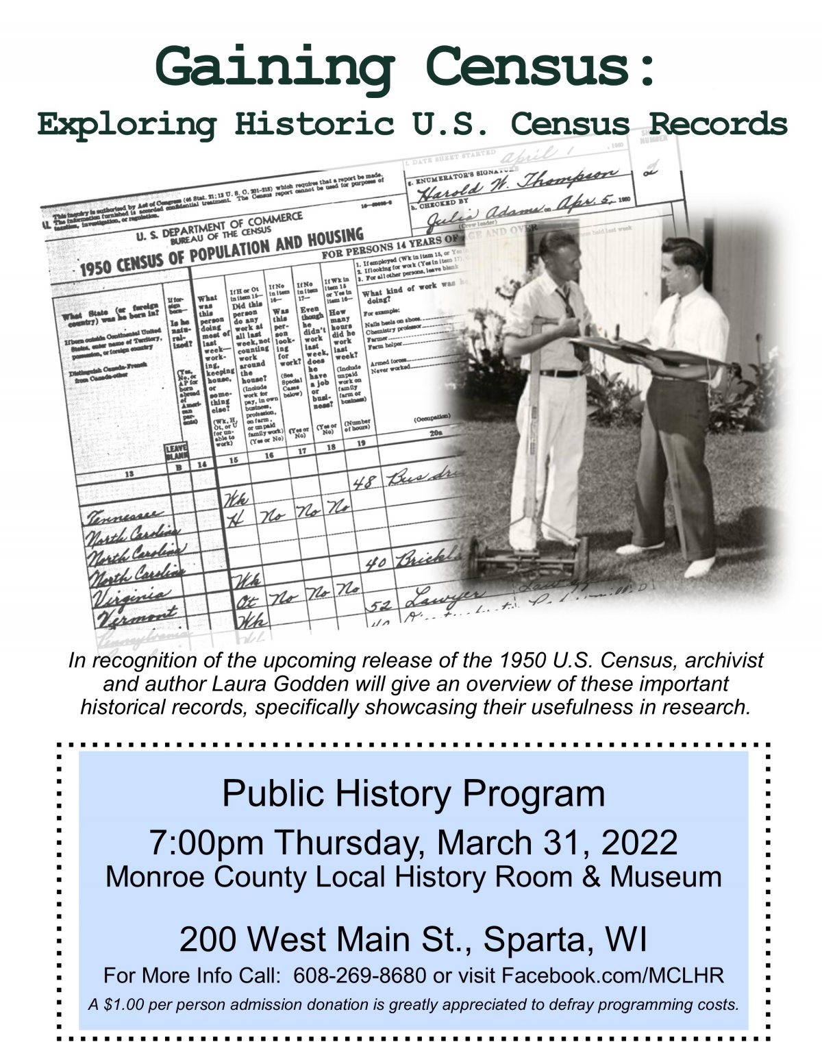 Census Program, 7pm March 31st