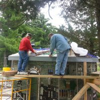 The Glass Church received a new roof in 2014.  Each piece of roof glass had to be individually glued on.