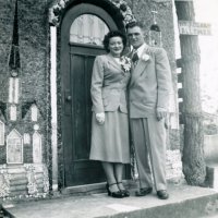 This 1940s photo of an unknown couple documents one of 70+ weddings which have taken place at the Wegner Grotto over the years.