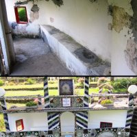 Before (top) and After (bottom) photos of the interior of the "Peace Monument" after the walls were re-plastered and the wood frames of both windows were replaced and repainted.