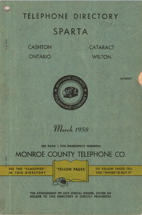 Sparta Telephone Directory (1958)