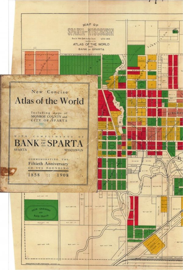 Bank of Sparta 50th Anniversary New Concise Atlas of the World, 1908