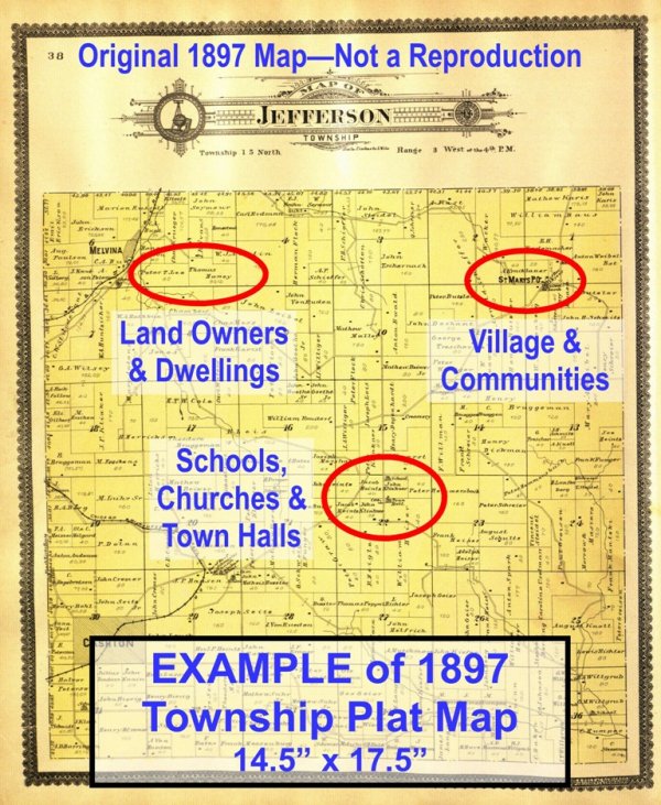 1897 Township Maps - ORIGINAL - Suitable for Framing