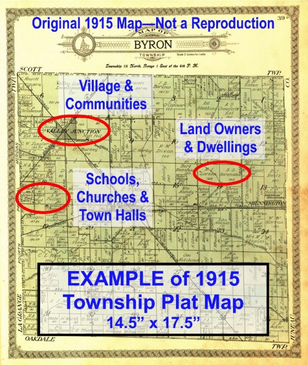 1915 Township Maps - ORIGINAL - Suitable for Framing