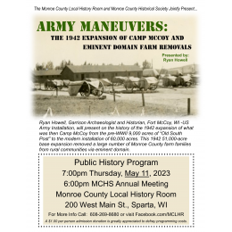 History of Camp McCoy’s WWII Expansion, 7pm Thursday, May 11