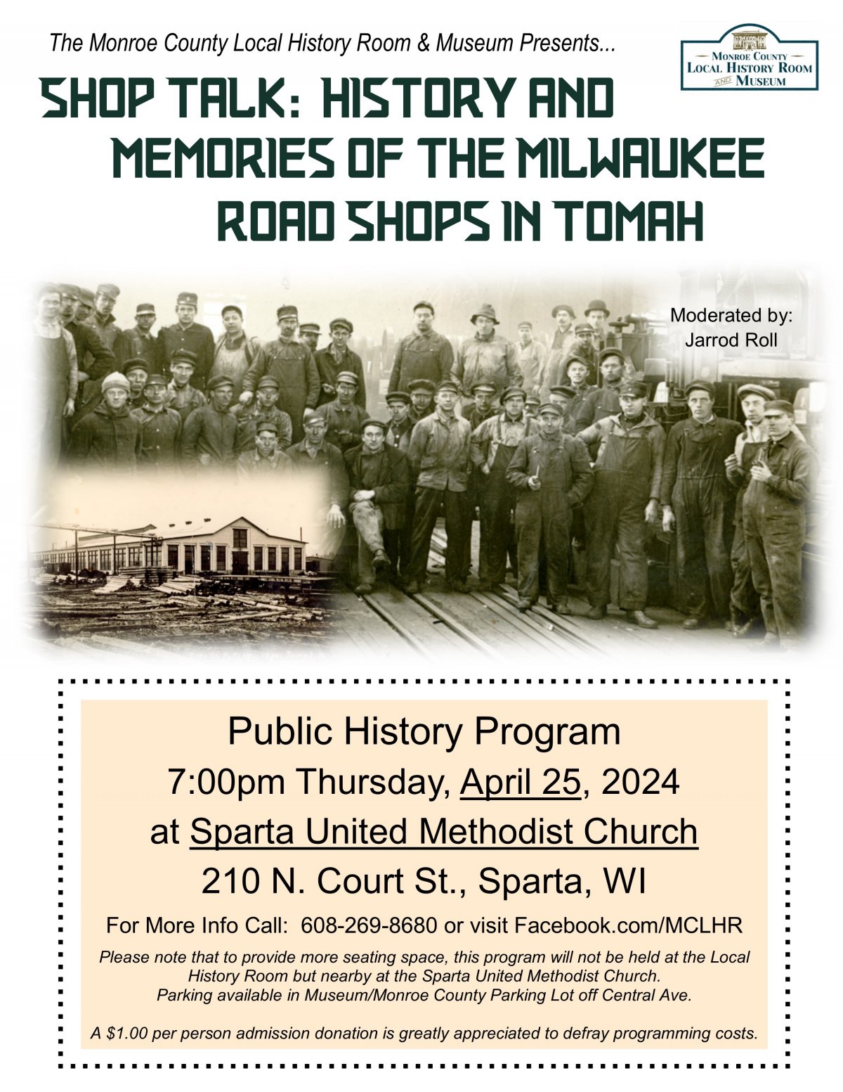 April 25 History Program: "Shop Talk: History & Memories of the Milwaukee Road Shops in Tomah"