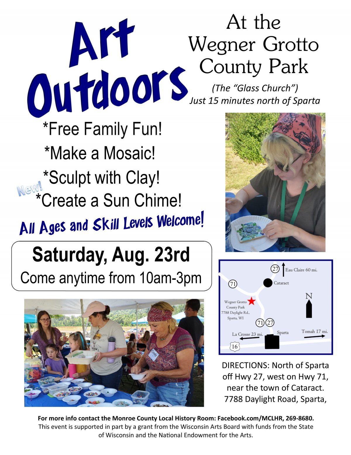 Art Outdoors at Wegner Grotto, August 23 from 10-3