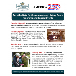 Upcoming History Room Programs and Special Events