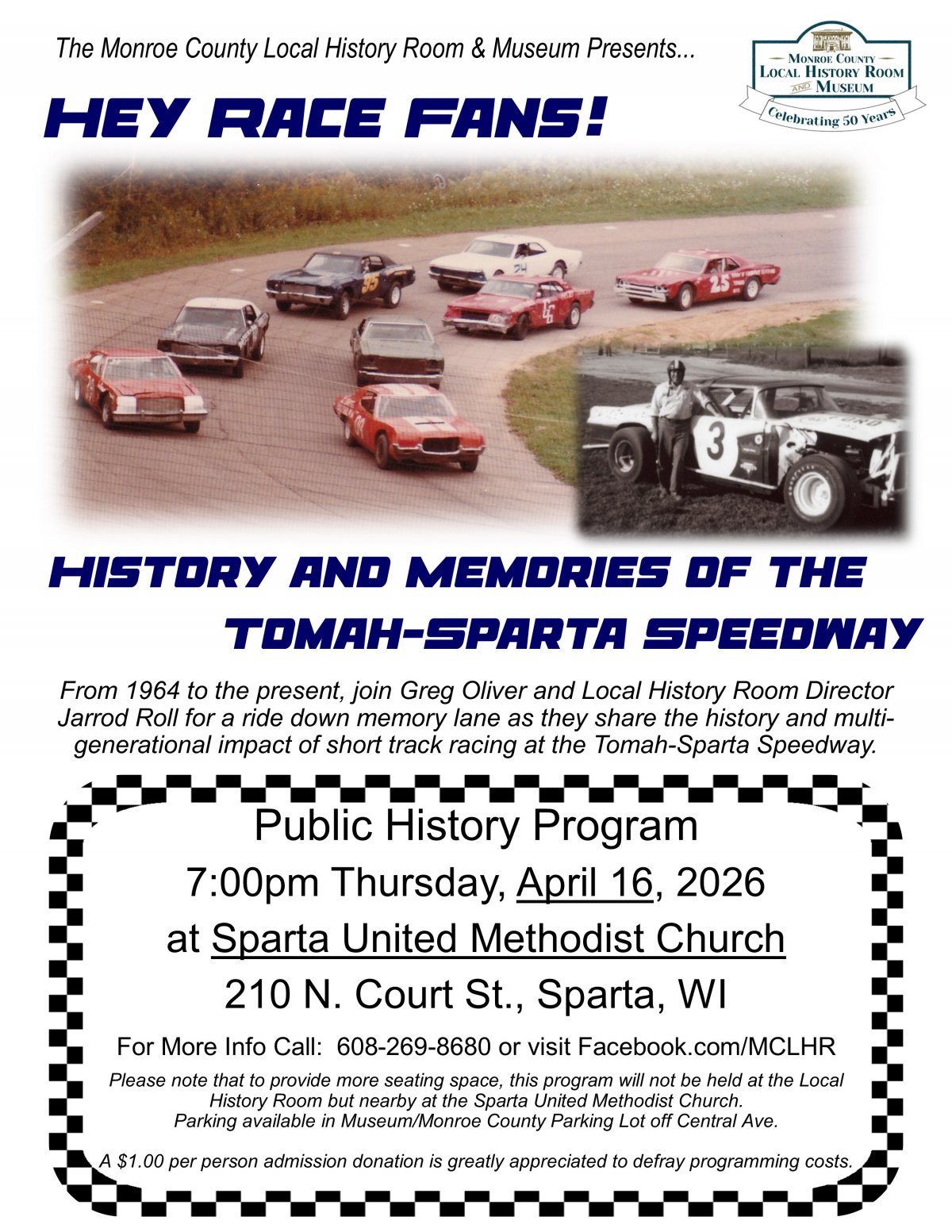 Tomah-Sparta Speedway Topic of April 16th History Room Program