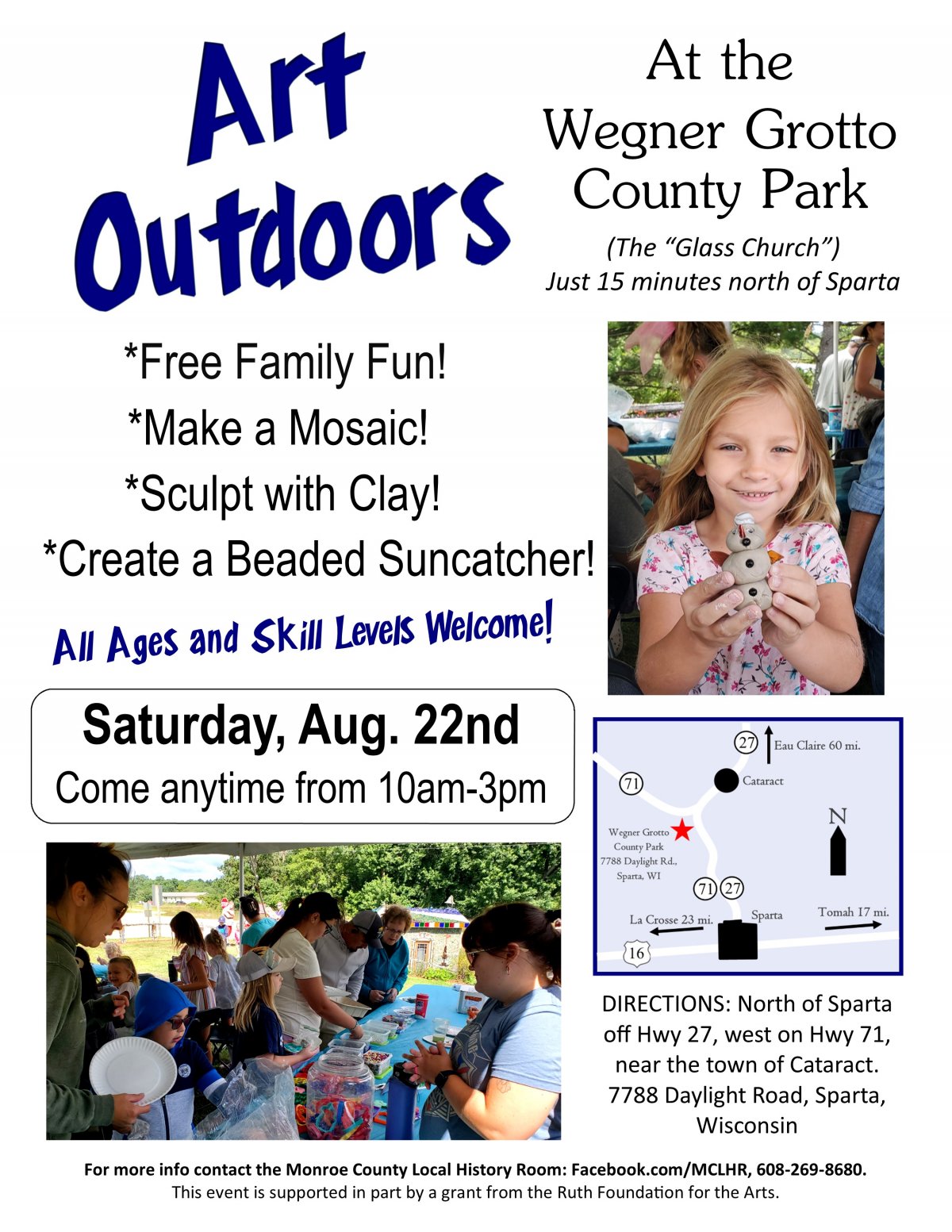 Art Outdoors at Wegner Grotto, August 22 from 10-3